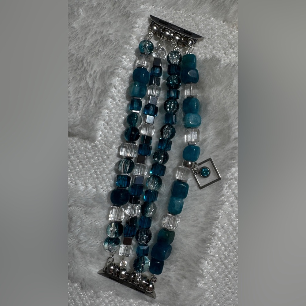 Oceanic Blue and Silver Layered iwatch band bracelet